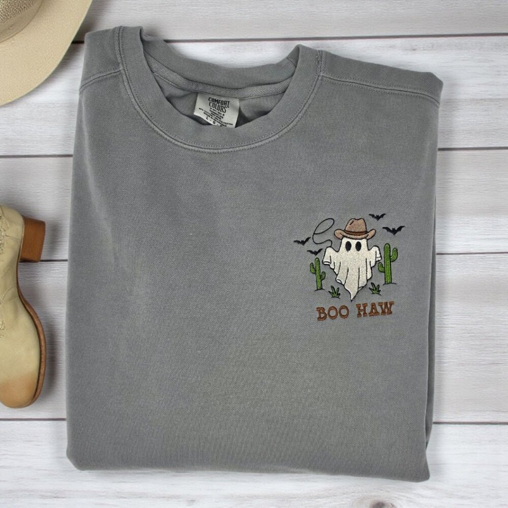 Boo Haw Embroidered Comfort Colors Crewneck - Picture 2 of 3